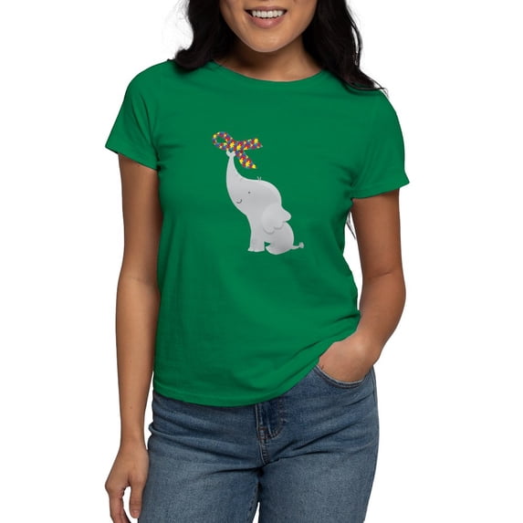 CafePress - Autism Elephant Awareness T Shirt - Women's Traditional Fit Dark T-Shirt
