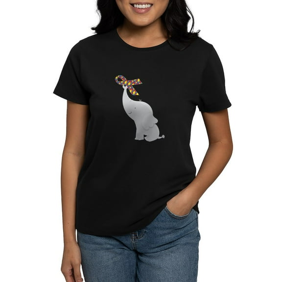CafePress - Autism Elephant Awareness T Shirt - Women's Traditional Fit Dark T-Shirt