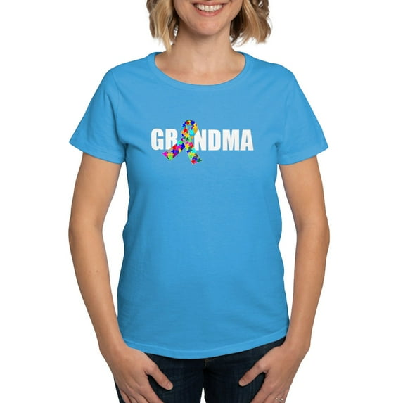 CafePress - Autism Grandma Women's Classic T Shirt - Women's Traditional Fit Dark T-Shirt