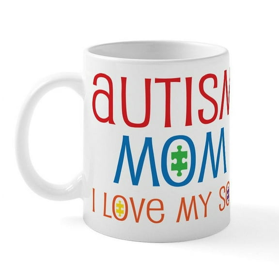 CafePress - Autism Mom Loves Son Mug - 11 oz Ceramic Mug - Novelty Coffee Tea Cup