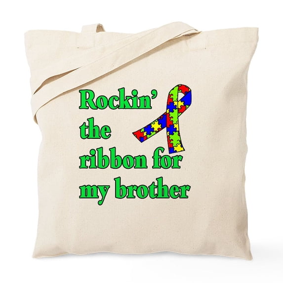 CafePress - Autism Ribbon For My Brother Tote Bag - Unisex Canvas Tote Bag, Beige, 1-Piece