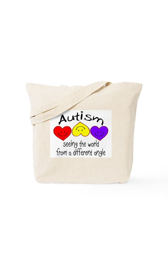 - Autism, Seeing The World From A Different Angle To - Unisex Canvas Tote Bag, Beige, 1-Piece