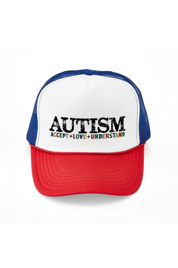 - Autism - Adjustable Unisex Printed Trucker Hat with Mesh Back