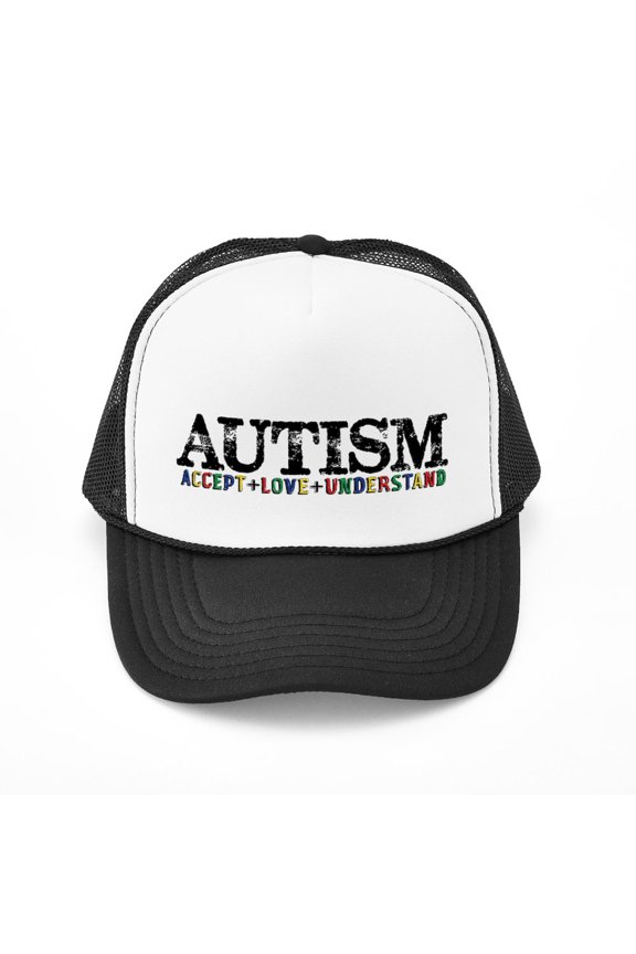 - Autism - Adjustable Unisex Printed Trucker Hat with Mesh Back