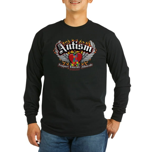 CafePress - Autism Wings Long Sleeve Dark T Shirt - Long Sleeve Dark T-Shirt