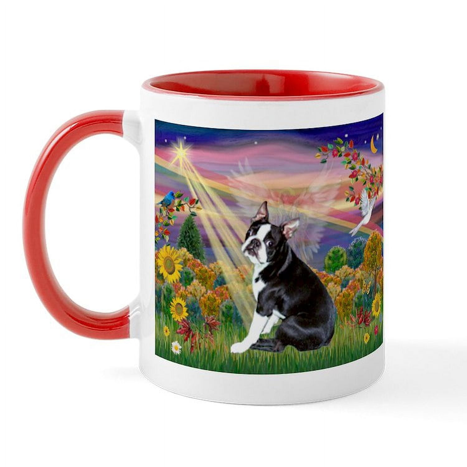 CafePress - Autumn Angel & Boston Mug - 11 oz Ceramic Mug - Novelty ...