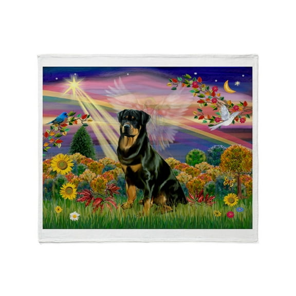 CafePress - Autumn Angel & Rottie Throw Blanket - Soft Fleece Throw Blanket, 50"x60" for All Ages