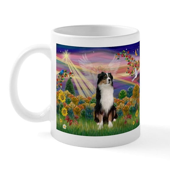 CafePress - Autumn Angel Tri Aussie Mug - 11 oz Ceramic Mug - Novelty Coffee Tea Cup