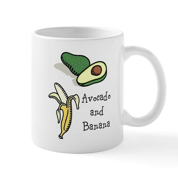 CafePress - Avocado And Banana Month Mug - 11 oz Ceramic Mug - Novelty Coffee Tea Cup