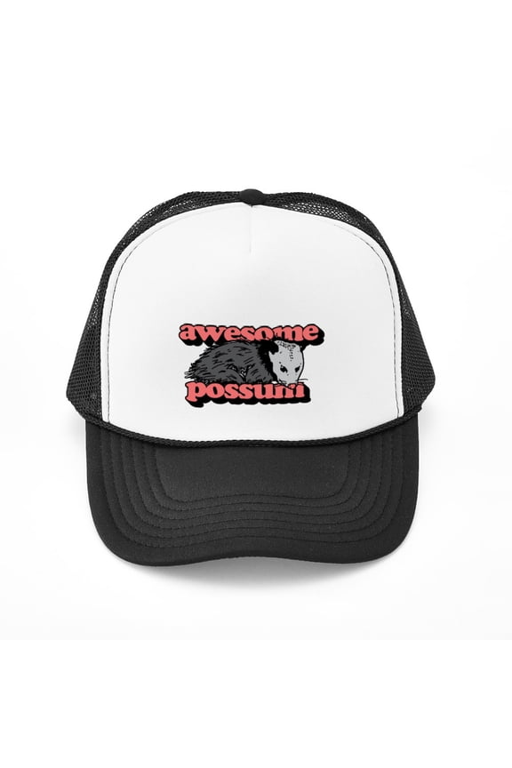 - Awesome Possum - Adjustable Unisex Printed Trucker Hat with Mesh Back