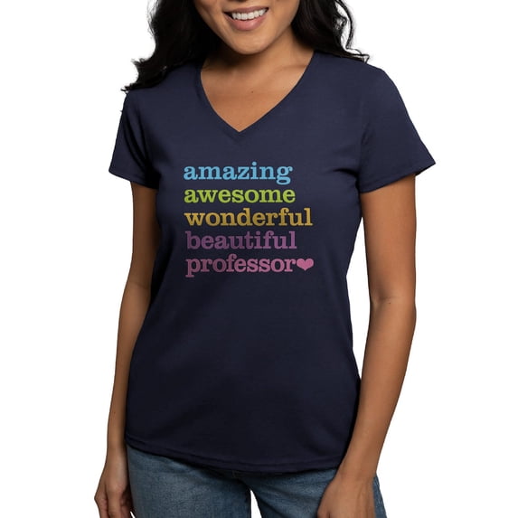CafePress - Awesome Professor Women's V Neck Dark T Shirt - Women's V-Neck Dark T-Shirt