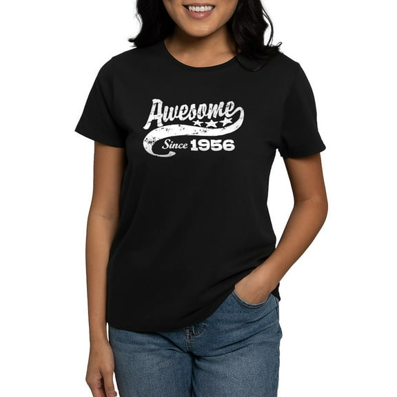 CafePress - Awesome Since 1956 Women's Dark T Shirt - Women's Traditional Fit Dark T-Shirt