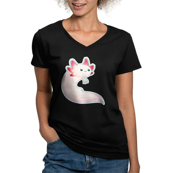 CafePress - Axolotl T Shirt - Women's V-Neck Dark T-Shirt