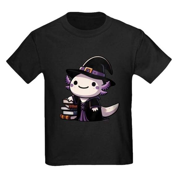 CafePress - Axolotl Witch Cute Halloween Kids T Shirt - Dark T-Shirt Kids XS-XL