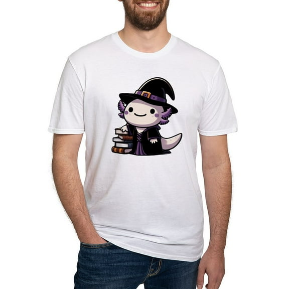 CafePress - Axolotl Witch Cute Halloween Men's Classic T Shirt - Fitted T-Shirt, Vintage Fit Soft Cotton Tee