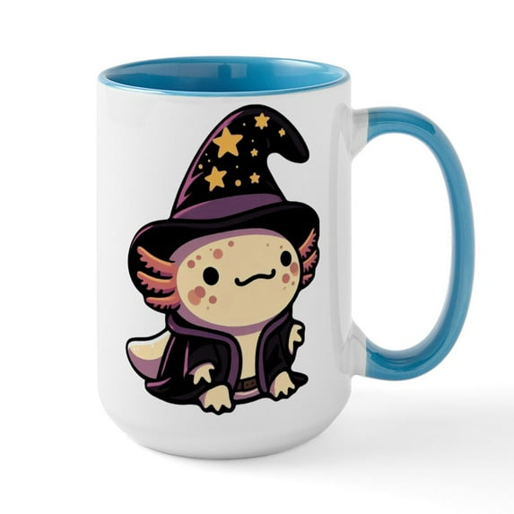CafePress - Axolotl Wizard Fantasy Pet - 15 oz Ceramic Large White Novelty Mug