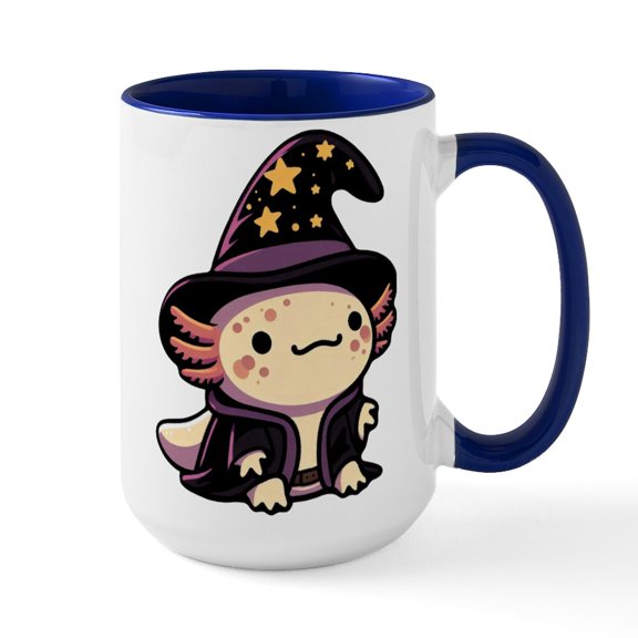 CafePress - Axolotl Wizard Fantasy Pet - 15 oz Ceramic Large White Novelty Mug