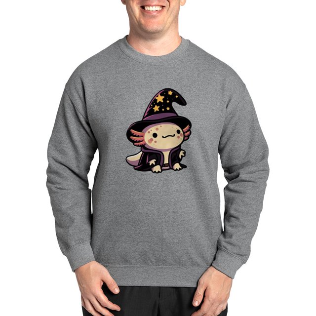 CafePress - Axolotl Wizard Fantasy Pet - Crew Neck Sweatshirt