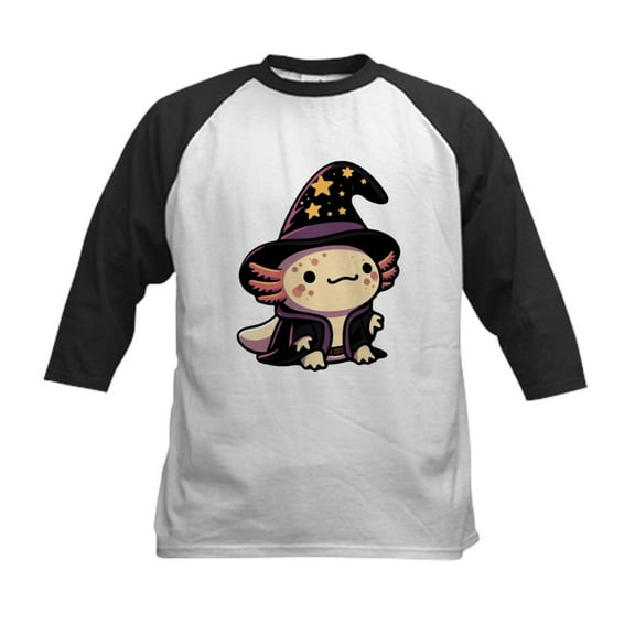 CafePress - Axolotl Wizard Fantasy Pet Kids Baseball T Shirt - Kids Cotton Baseball Jersey, 3/4 Sleeve Shirt