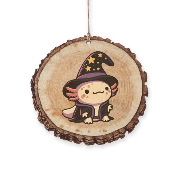 CafePress - Axolotl Wizard Fantasy Pet - Rustic Wood Ornament, 2.75"x2.5"