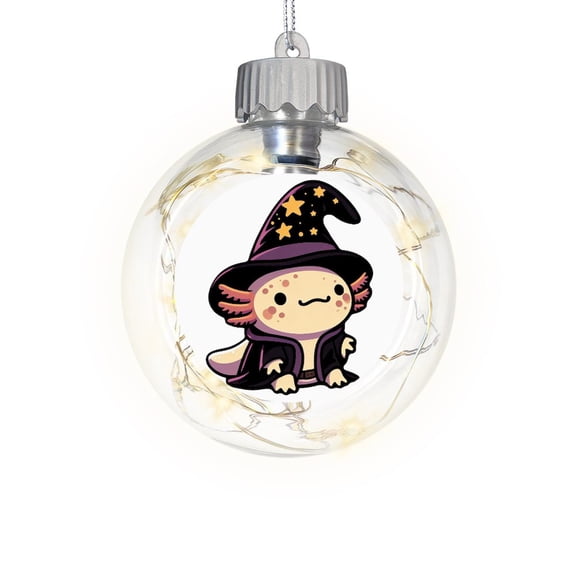 CafePress - Axolotl Wizard Fantasy Pet - Sparkle Fairy Lights Ornament Ball