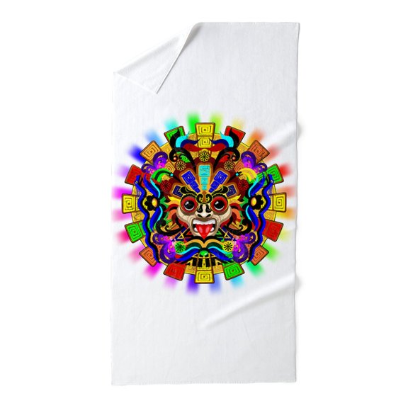 CafePress - Aztec Warrior Mask Rainbow Colors - Large Beach Towel, Soft 30"x60" Towel with Unique Design