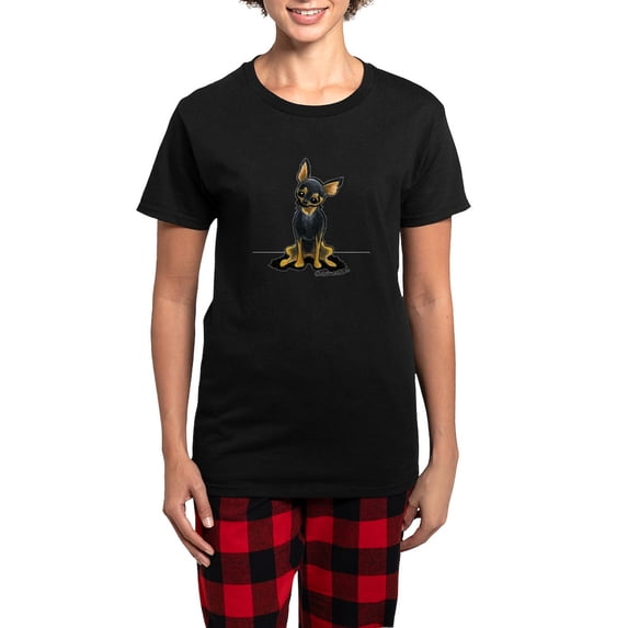CafePress - B/T Chihuahua Sit Pretty Women's Dark Pajamas - Women's Short Sleeve Print T-Shirt and Pants Dark Cotton Pajama Set