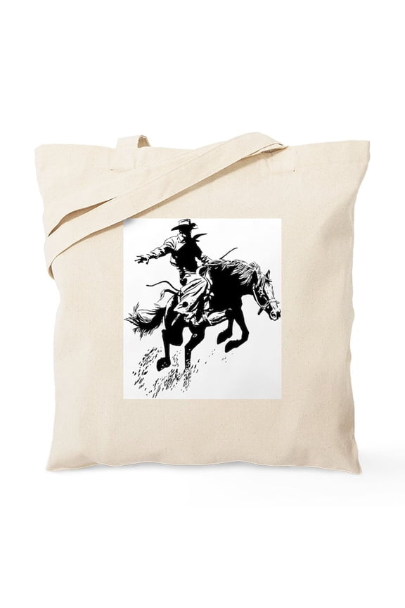 - B/W Bronco Tote Bag - Unisex Canvas Tote Bag, Beige, 1-Piece