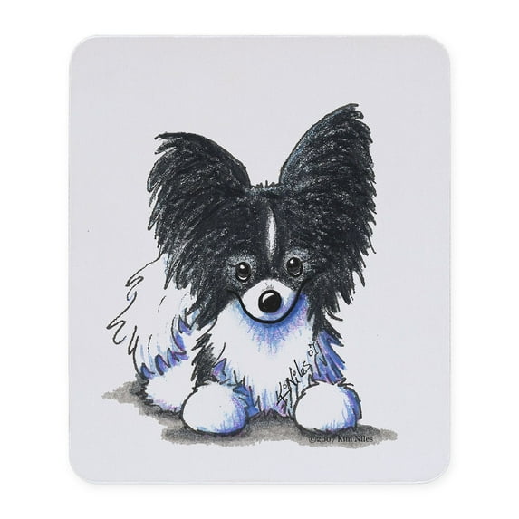 CafePress - B/W Papillon Mousepad - Non-slip Rubber Mousepad, Gaming Mouse Pad
