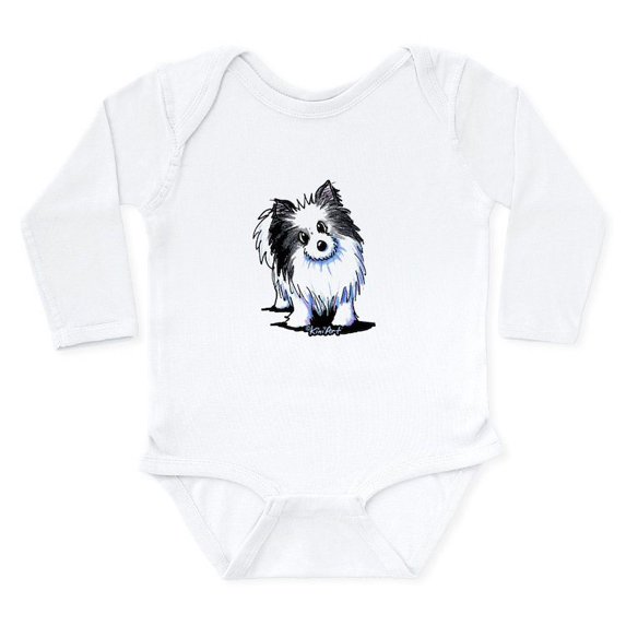 CafePress - B&W Pom Long Sleeve Infant Bodysuit - Long Sleeve Cotton Baby Bodysuit