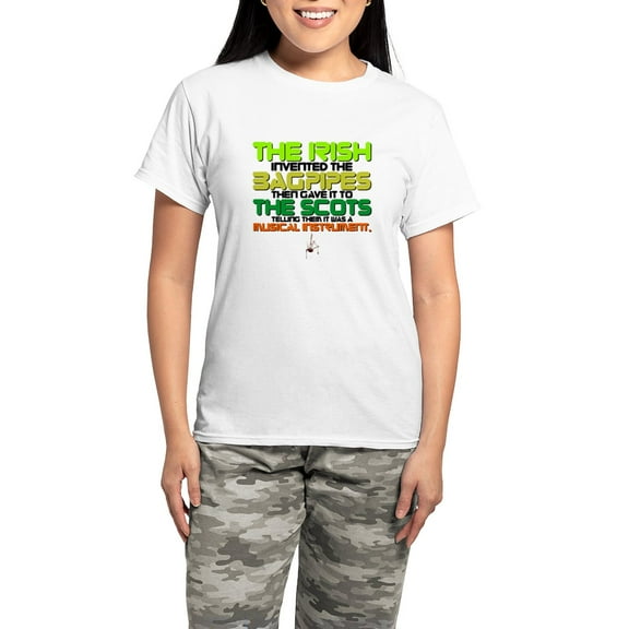 CafePress - BAGPIPES Women's Light Pajamas - Women's Short Sleeve Print T-Shirt and Pants Light Cotton Pajama Set