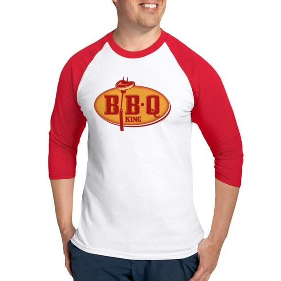 CafePress - BBQ King Baseball Jersey - Cotton Baseball Jersey, 3/4 Raglan Sleeve Shirt