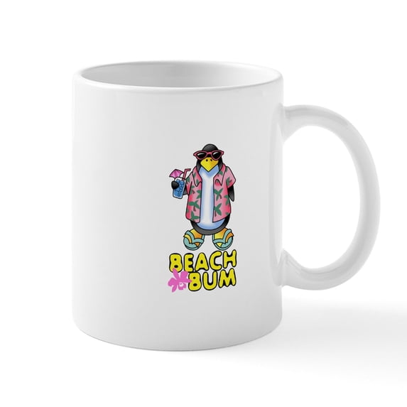 CafePress - BEACH BUM PENGUIN Mugs - 11 oz Ceramic Mug - Novelty Coffee Tea Cup