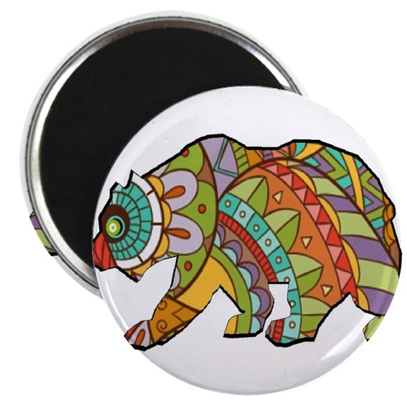 CafePress - BEAR BOHO GO Magnets - 2.25" Round Magnet, Refrigerator Magnet, Button Magnet Style