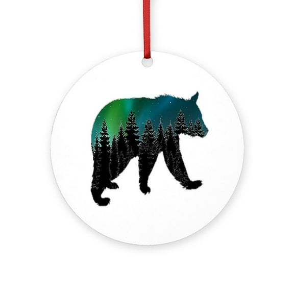 CafePress - BEAR - Round Wood Ornament 4"