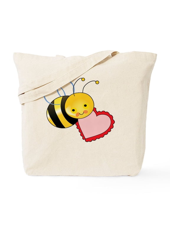 - BEE WITH HEART Tote Bag - Unisex Canvas Tote Bag, Beige, 1-Piece