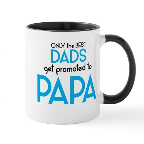 CafePress - BEST DADS GET PROMOTED TO PAPA Mugs - 11 oz Ceramic Mug - Novelty Coffee Tea Cup