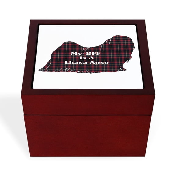 CafePress - BFF Lhasa Apso - Keepsake Box, Finished Hardwood Jewelry Box, Velvet Lined Memento Box