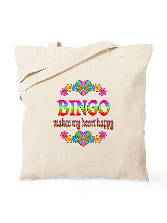 - BINGO Happy Tote Bag - Unisex Canvas Tote Bag, Beige, 1-Piece