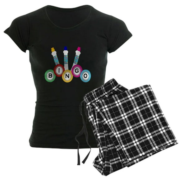 CafePress - BINGO WITH MARKERS Pajamas - Women's Short Sleeve Print T-Shirt and Pants Dark Cotton Pajama Set