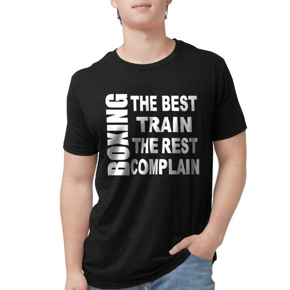 CafePress - BOXING BEST TRAIN REST COMPLAIN Men's Deluxe T Shi - Mens Tri-blend T-Shirt