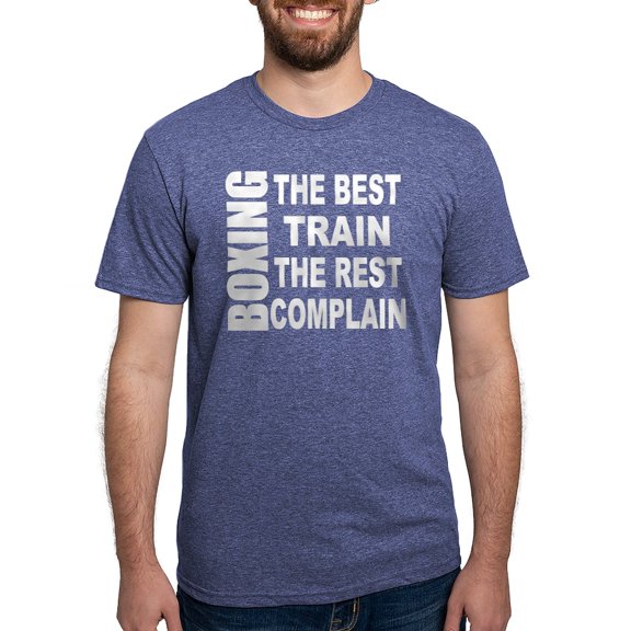 CafePress - BOXING BEST TRAIN REST COMPLAIN Men's Deluxe T Shi - Mens Tri-blend T-Shirt