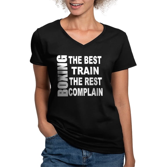CafePress - BOXING THE BEST TRAIN Women's V Neck Dark T Shirt - Women's V-Neck Dark T-Shirt