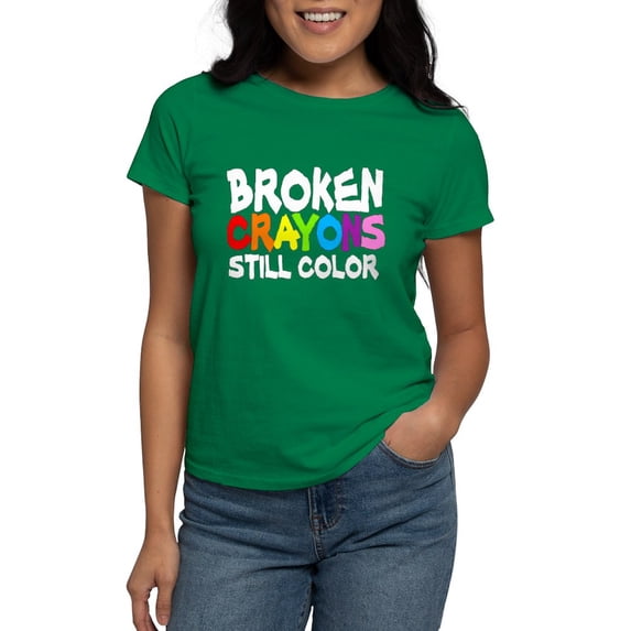 CafePress - BROKEN CRAYONS STILL COLOR T Shirt - Women's Traditional Fit Dark T-Shirt