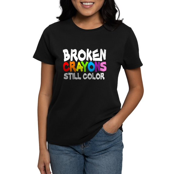 CafePress - BROKEN CRAYONS STILL COLOR T Shirt - Women's Traditional Fit Dark T-Shirt