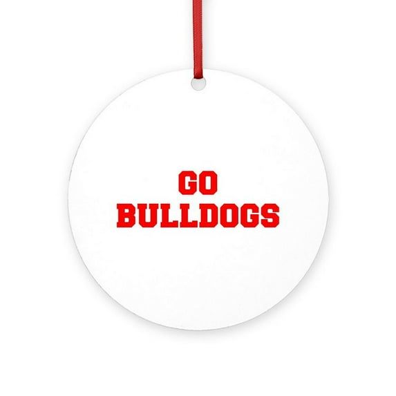 CafePress - BULLDOGS Fre Red - Round Wood Ornament 4"