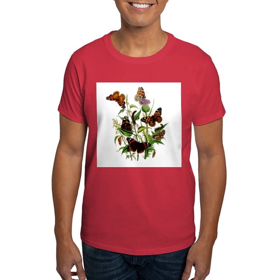 CafePress - BUTTERFLIES &Amp; PURPLE THISTLE Dark T Shirt - Men's Classic Graphic Cotton T-Shirt