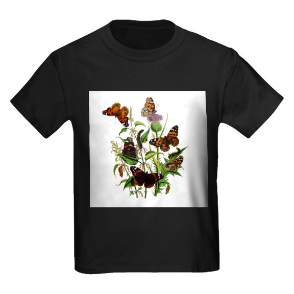 CafePress - BUTTERFLIES &Amp; PURPLE THISTLE Kids Dark T Shirt - Dark T-Shirt Kids XS-XL