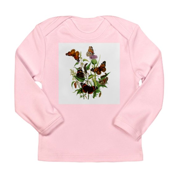 CafePress - BUTTERFLIES &Amp; PURPLE THISTLE Long Sleeve Infan - Long Sleeve Infant T-Shirt