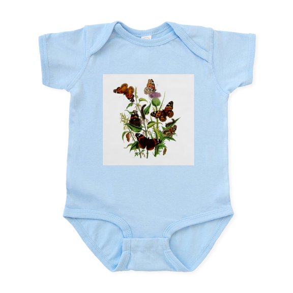 CafePress - BUTTERFLIES & PURPLE THISTLE Infant Bodysuit - Baby Light Bodysuit, Size Newborn - 24 Months